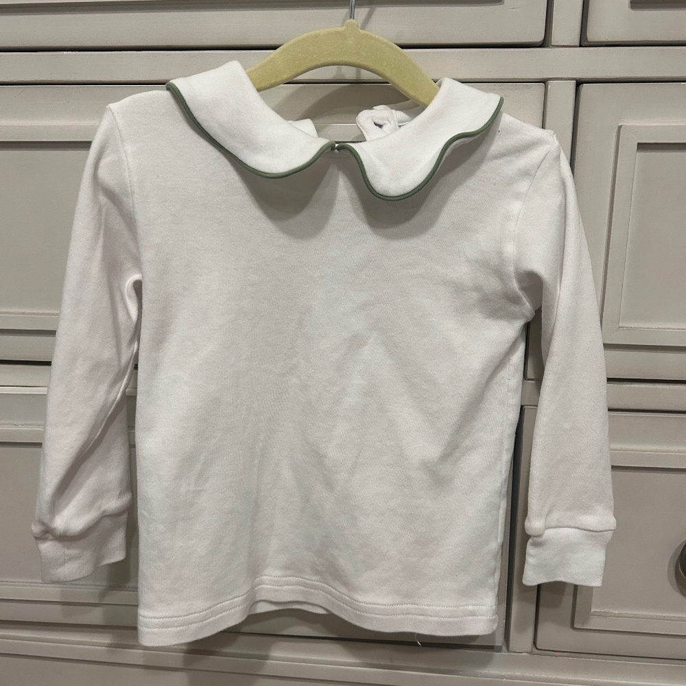 Little English Green piped peter pan collar shirt- long sleeve